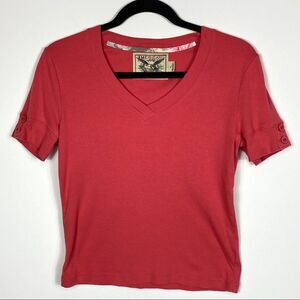 American Living V-Neck Tee w/ Button Detail Size Small